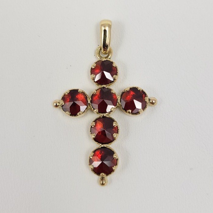Croix or 750 millièmes Grenats de Perpignan ronds