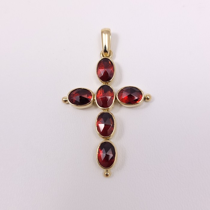 Croix or 750 millièmes Grenats de Perpignan ovales