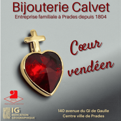 Cœur vendéen or 750 millièmes Grenat de Perpignan