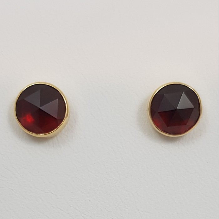 Boucles d'oreilles or 750 millièmes Grenats de Perpignan ronds