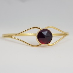 Bracelet or 750 millièmes Grenat de Perpignan rond